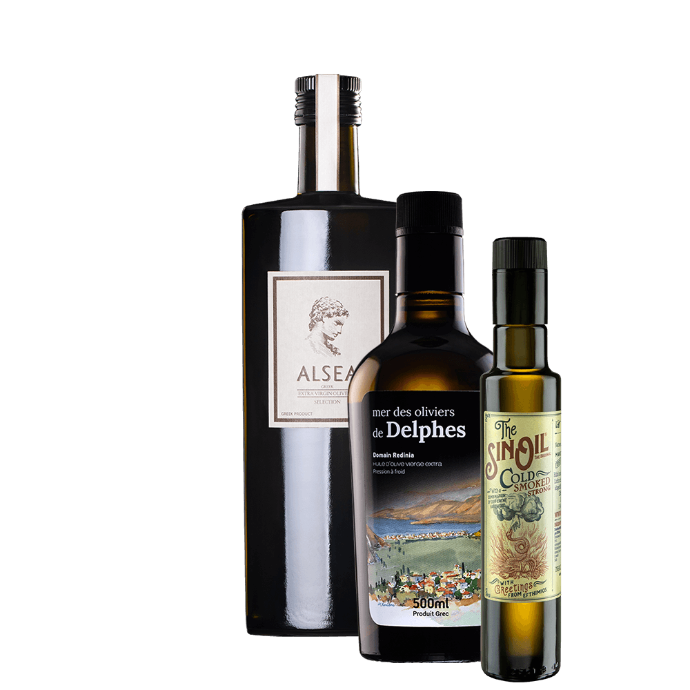 Mix and Match extra virgin olive oil front view bottles of Central Greece