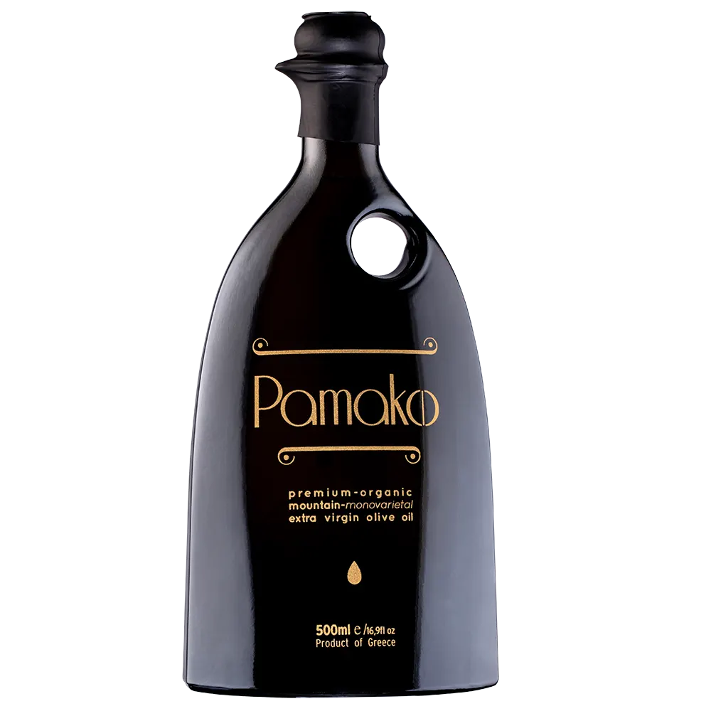 Pamako Organic Monovarietal βιολογικό ελαιόλαδο μπουκάλι μπροστινή όψη