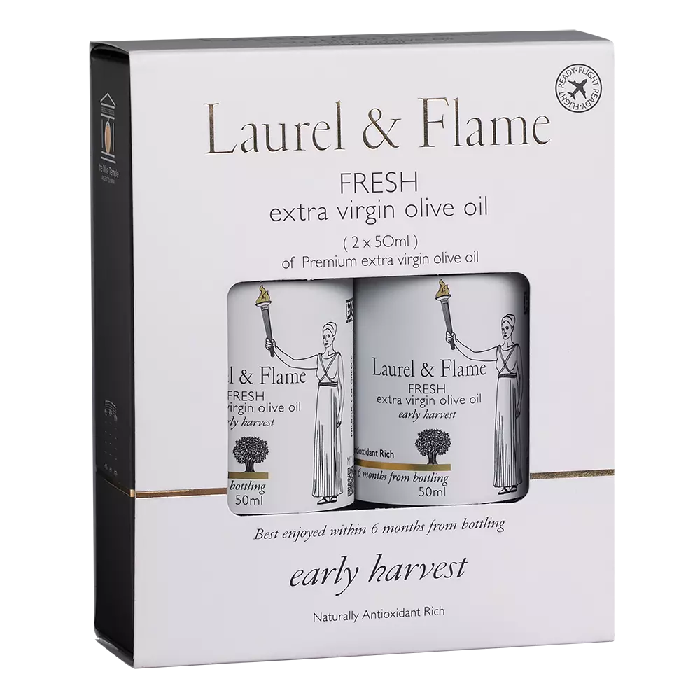 100ml μπουκάλι Laurel & Flame Early Harvest εξαιρετικό παρθένο ελαιόλαδο
