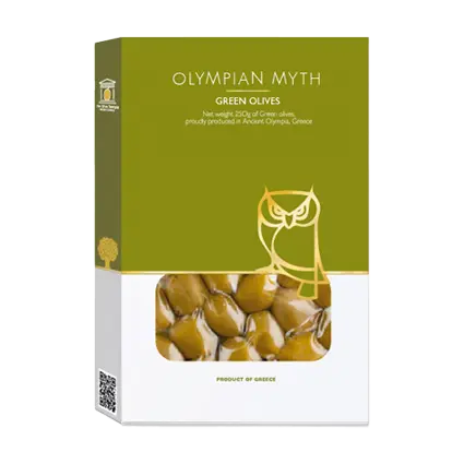Olympian Myth πράσινες επιτραπέζιες ελιές μπροστινή όψη